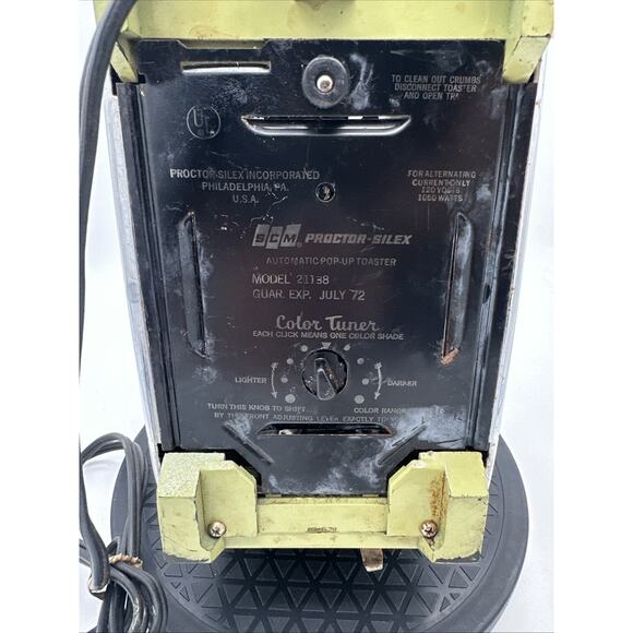 Beautiful Vintage Proctor Silex Green Chrome Toaster - Picture 10 of 12